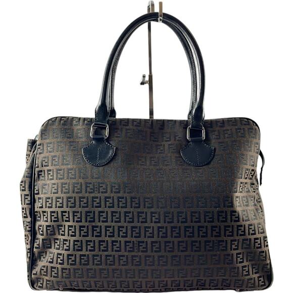 FENDI Brown Zucchino Canvas Briefcase - Picture 1 of 14